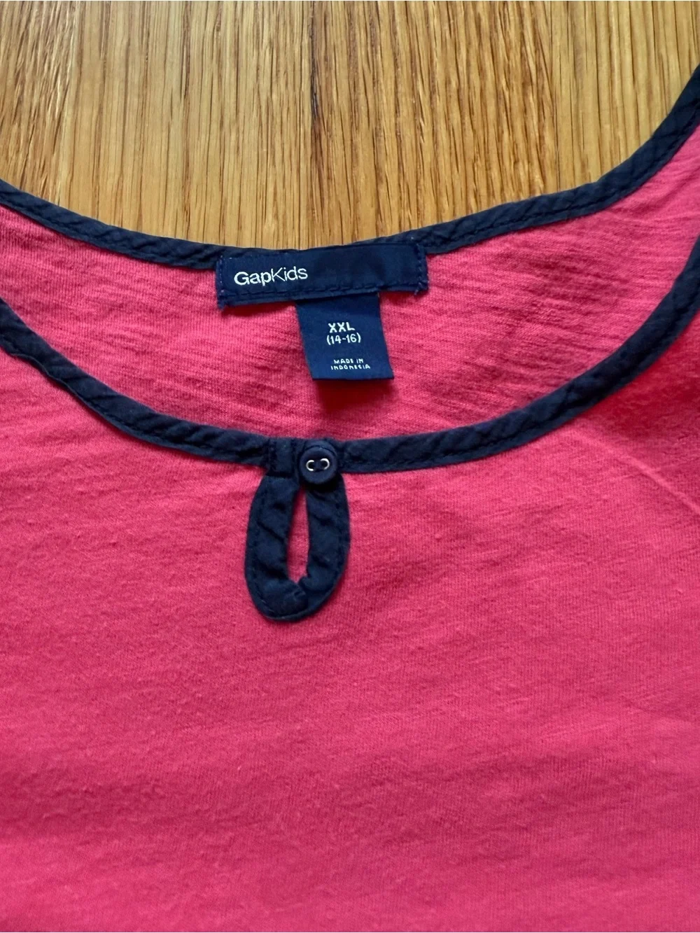 GAPKids Pink Cap Sleeve Knit Top with Contrast Navy Blue Trim